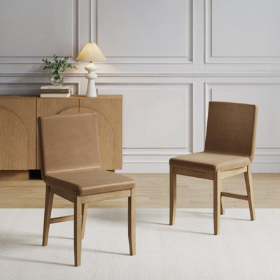 Chaise de salle à manger rembourrée avec dossier complet et structure en bois massif, paquet de 2