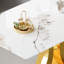 Table de salle à manger transformable robuste en acier inoxydable, plateau en verre trempé à motif de luxe blanc Pandora pour la salle à manger de cuisine-1730267427