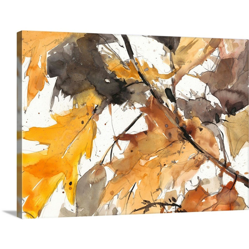 «Watercolor Autumn Leaves I», art mural sur toile, Toile tendue, H 18 po x l 24 po