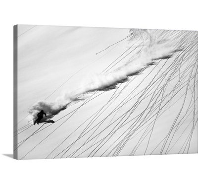 Skiing Powder by Lorenzo Rieg Graphic Art on Canvas