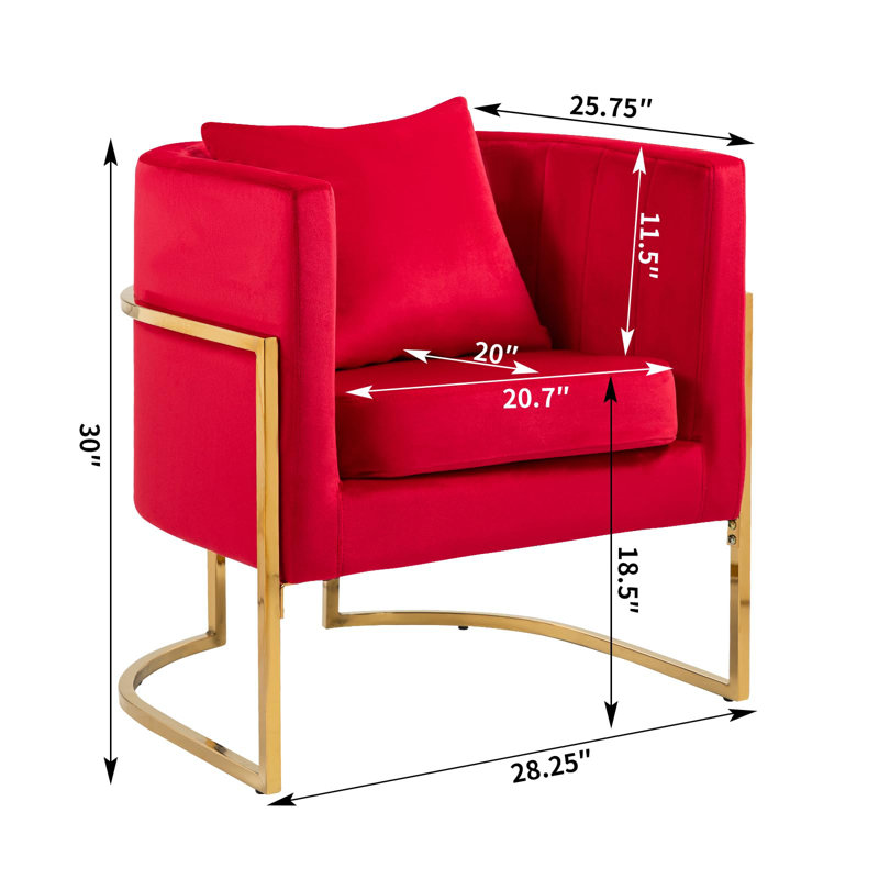 Fauteuil demi-tonneau Zianah, Red Velvet