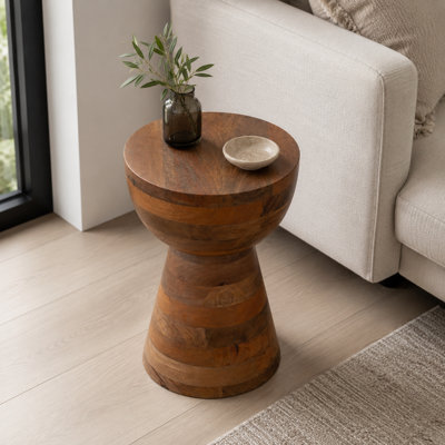 Odera Wood End Table, Round Side Table with Tapered Base, Brown Accent Table, For Home, Office, Bedroom, or Living Room, 24"