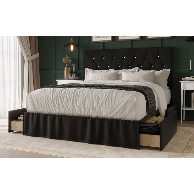 Tandy Upholstered Storage Bed, Black, Queen