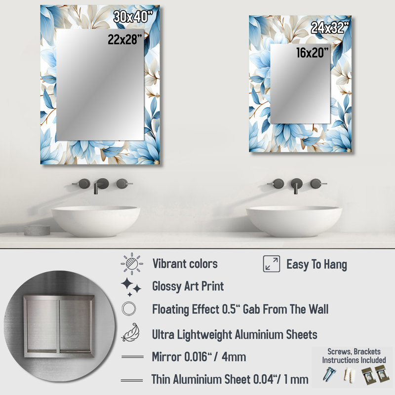 Motif floral Alquin Blue Coastal Harmony, 40 po x 30 po