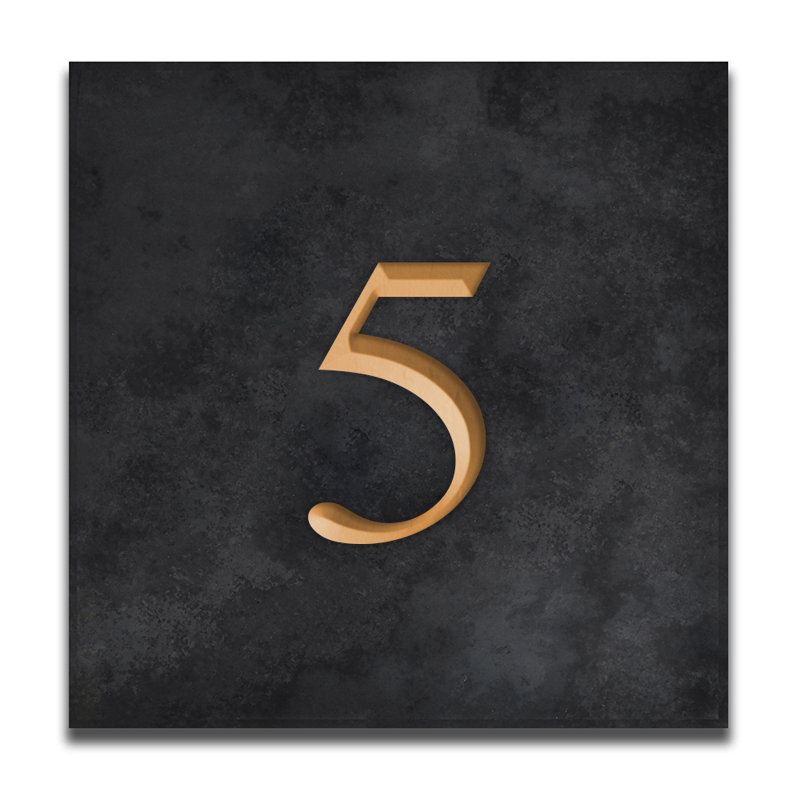Velia 17.78cm H Stone House Number, 5, Gold