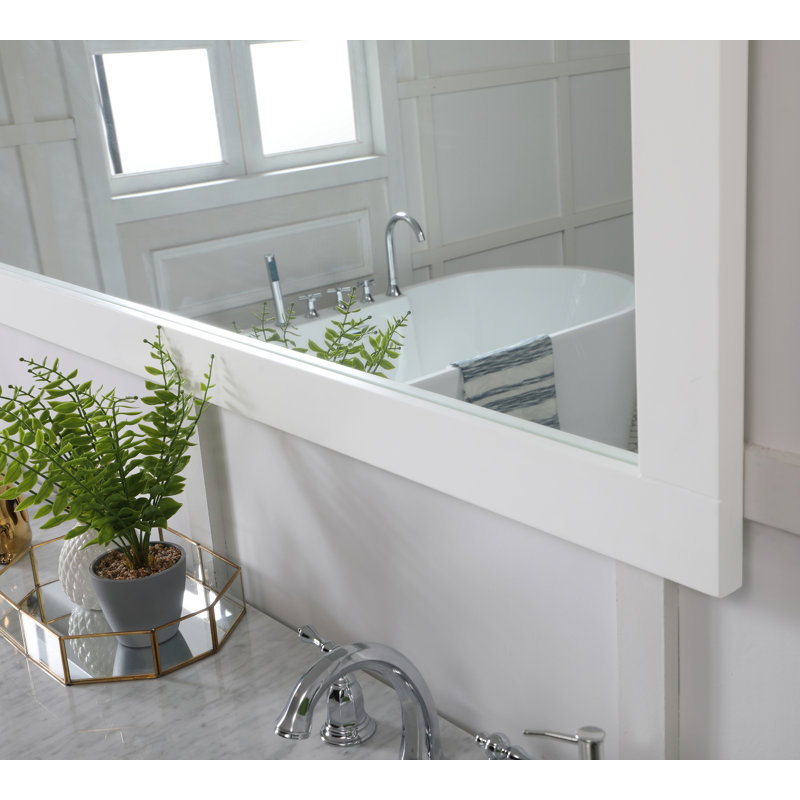 Metcalfe Solid And Engineered Wood Flat Wall Mirror, 36" x 60" , White