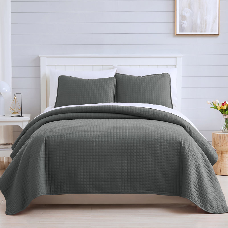 Southshore Fine Linens Vilano Oversized Quilt Set, Double-Brushed Microfiber Lightweight Quilted Bedding and 1 Pillow Sham, Twin/Twin XL Slate Grey