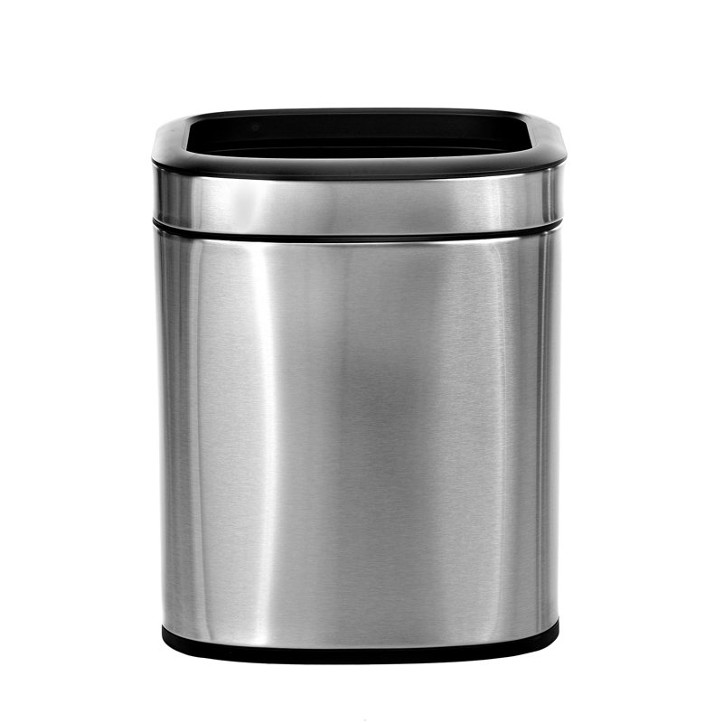 Poubelle rectangulaire ouverte en acier inoxydable 5,3 gallons avec doublure, 5,3 gallons