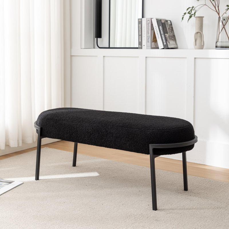 Banc rembourré Janeesha Boucle, Noir