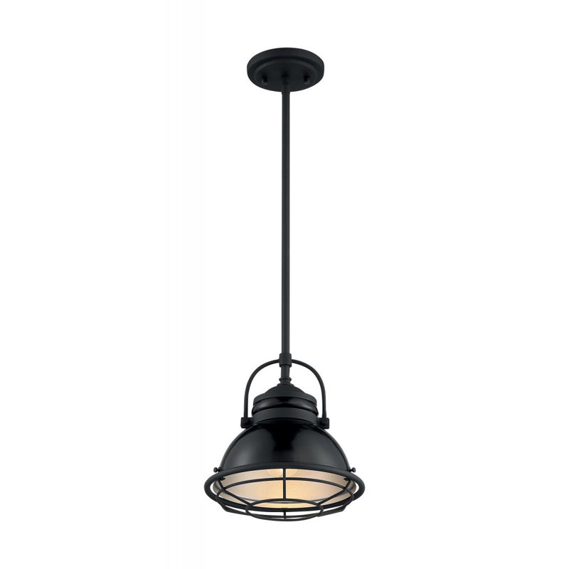 Ankur 1 - Light Lantern Pendant, 10.13" H x 9.75" W x 9.75" D, Gloss Black/Silver