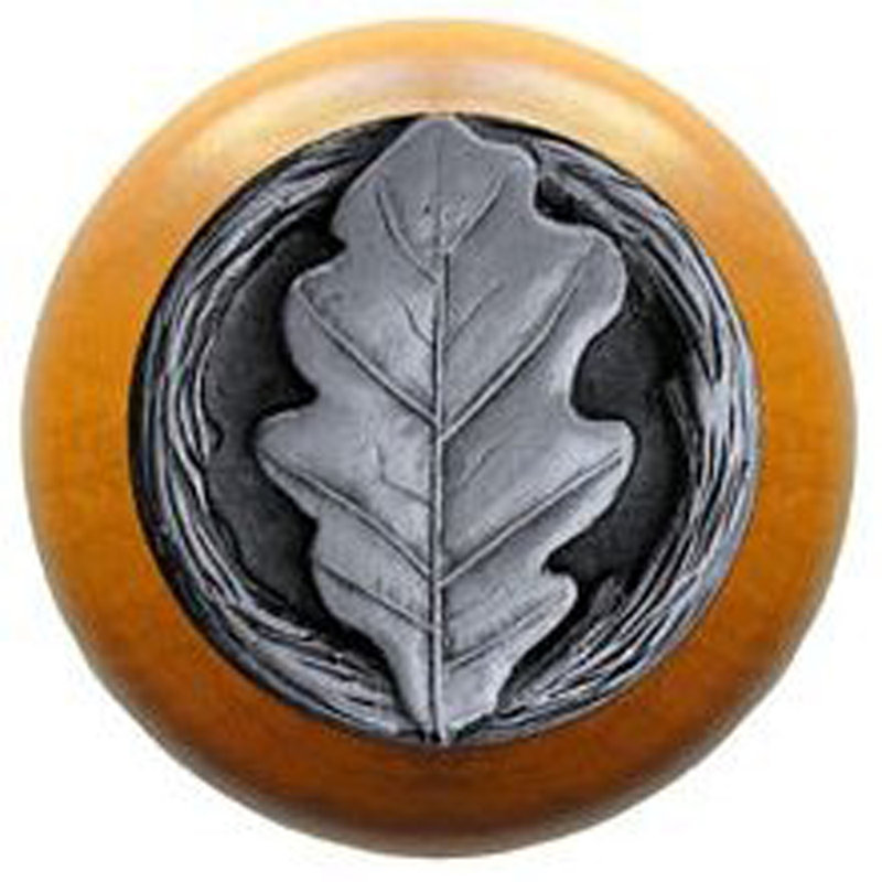 Leaves Mushroom Knob, Antique Pewter