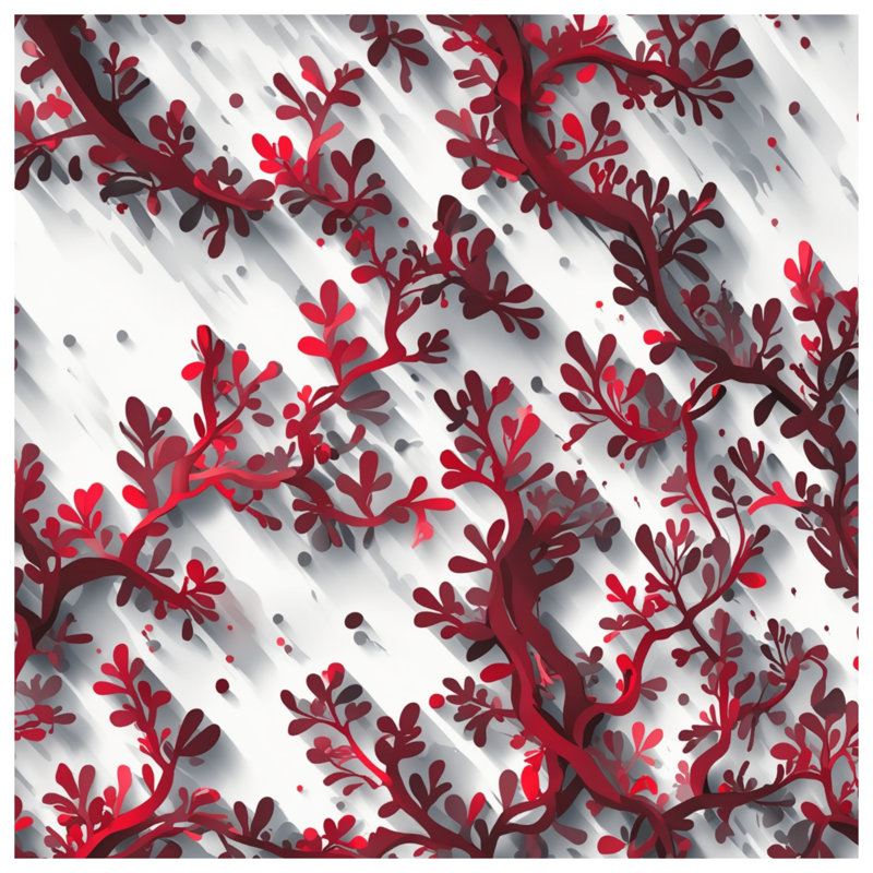 Red Leafy Branches Quilted Bedspread All Sizes, Full / Double