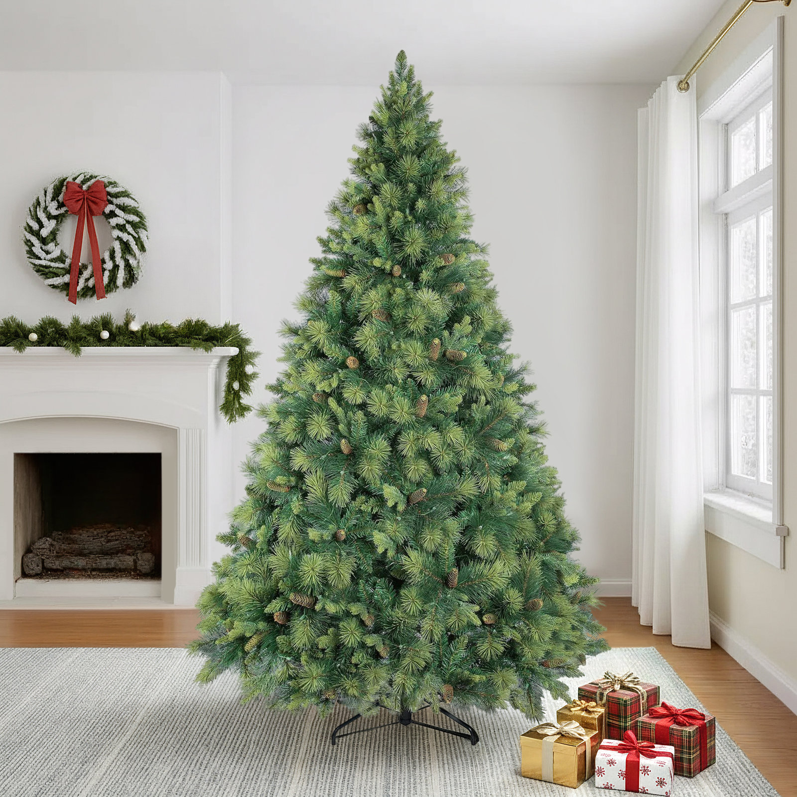 Frosted 9' Pre-Lit Pine Christmas Tree, 9 Ft.