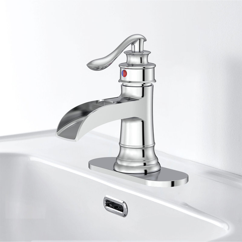 Heritage Falls Single-Handle Waterfall Bathroom Faucet - Complete With Pop-Up Drain & Deck Plate, Chrome