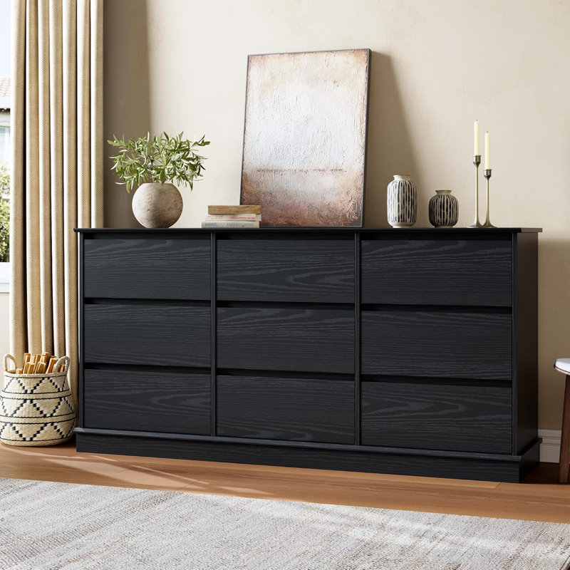 Drawer Dressers for Bedroom, Chest of Drawers with Deep Drawers, Large Dresser for Closet with Wide Top, Black