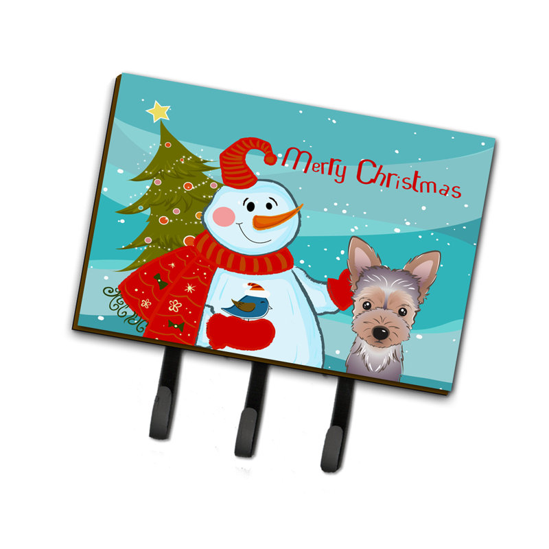 Metal Wall Organizer with Key Hooks, Pink Yorkie