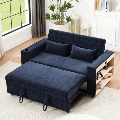 61.4" Bed In Beige With Foam Filler & Charging Port For Small Spaces
