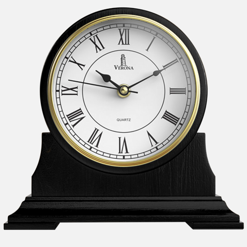 Roman Numeral Solid Wood Quartz Movement / Crystal Tabletop Clock, Black
