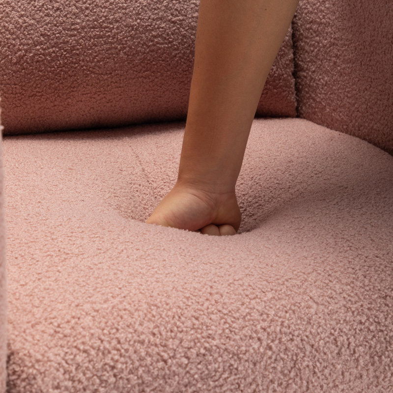 Wasilewski  Rocking Chair For Living Room with Solid Wood Leg, Pink Teddy
