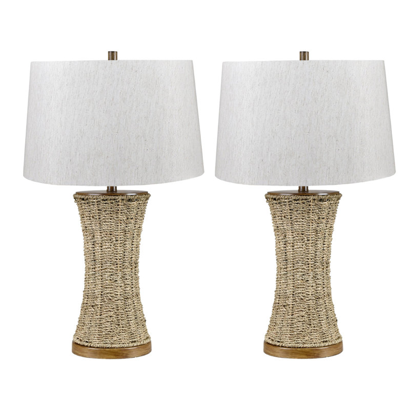 29.5" Metal Table Lamp With Oat Shade