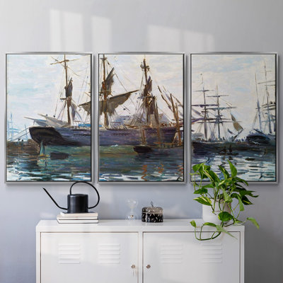 Ships in Harbor, 1873 - 3 pièces, reproduction sur toile