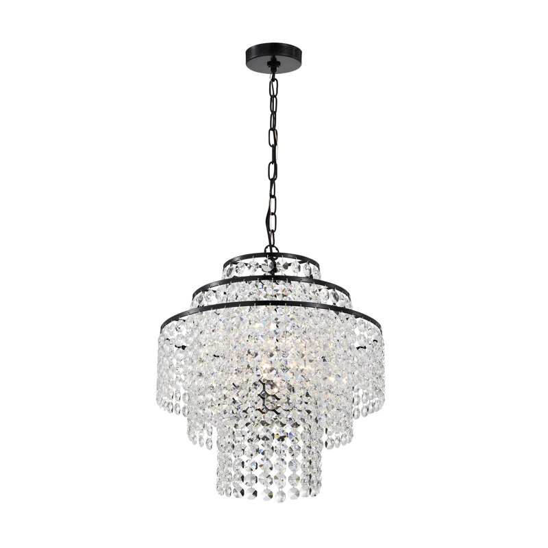 Hythe Dimmable Tiered Chandelier, Antique Black, 20.5" H x 18" W x 18" D