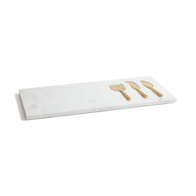 Plateau à fromage en marbre blanc avec ensemble de 3 outils à fromage