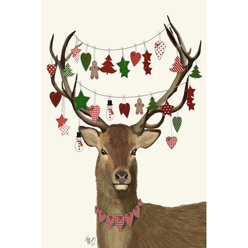 Deer, Homespun Decorations by Fab Funky - Wrapped Canvas Painting, 122cm H x 81cm W