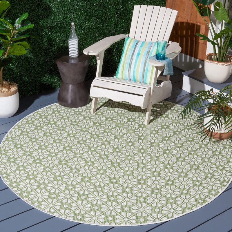 Msr400 Performance Floral Indoor/Outdoor Area Rug, Round 6'5"