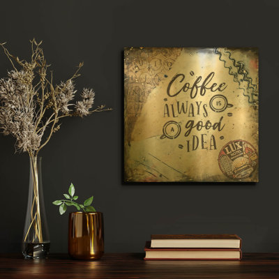 «Coffee Love» par Britt Hallowell, art mural en métal, 12 po x 12 po