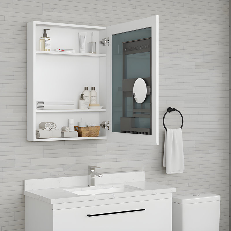 Pharmacie à porte murale en bois l 24 po x H 30 po avec miroir et rangement, ouverture à droite | Idée de cadeau