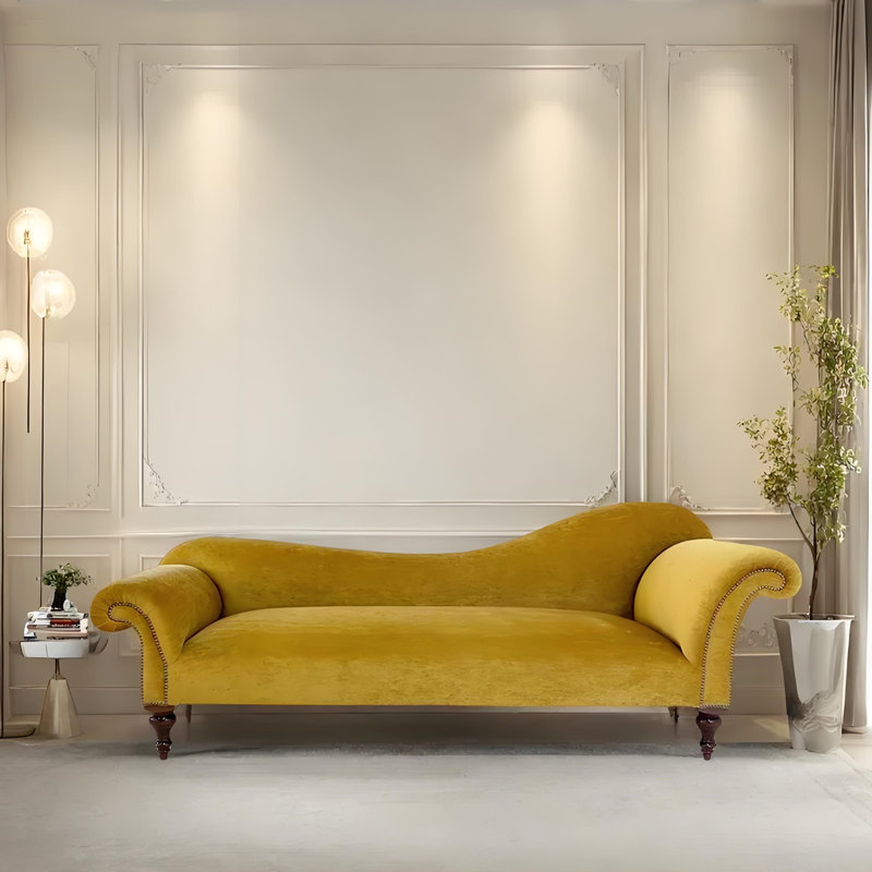 Chaise longue décontractée élégante et confortable, Jaune citron, Orienté à droite