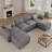 Modern Linen Modular Sectional Sofa U Shaped with Extra Deep Seats and Storage Ottomans-27578406