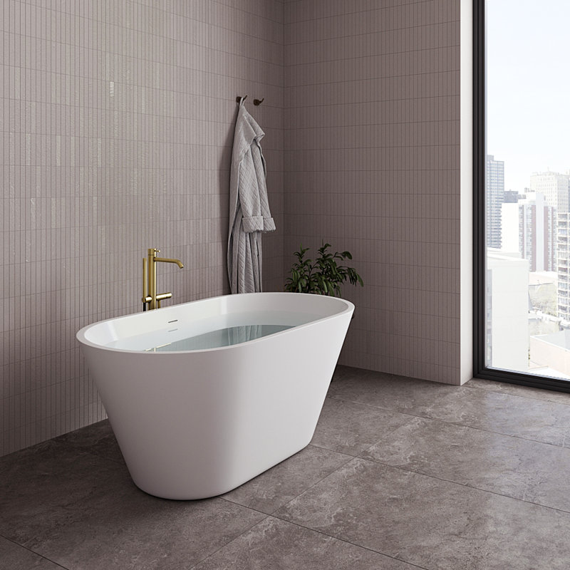 Baignoire autoportante 54 "avec drain interne Streamline, Laiton brossé