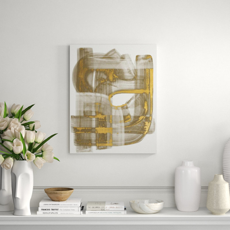 Stroke Layering In Gold IV Painting by Guseul Park, 50" H x 40" W x 1.5" D, Gilded Gold