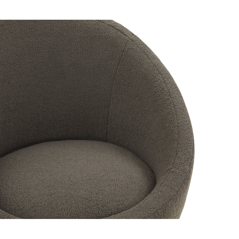 Teston Upholstered Swivel Barrel Chair, Dark Gray, Silver