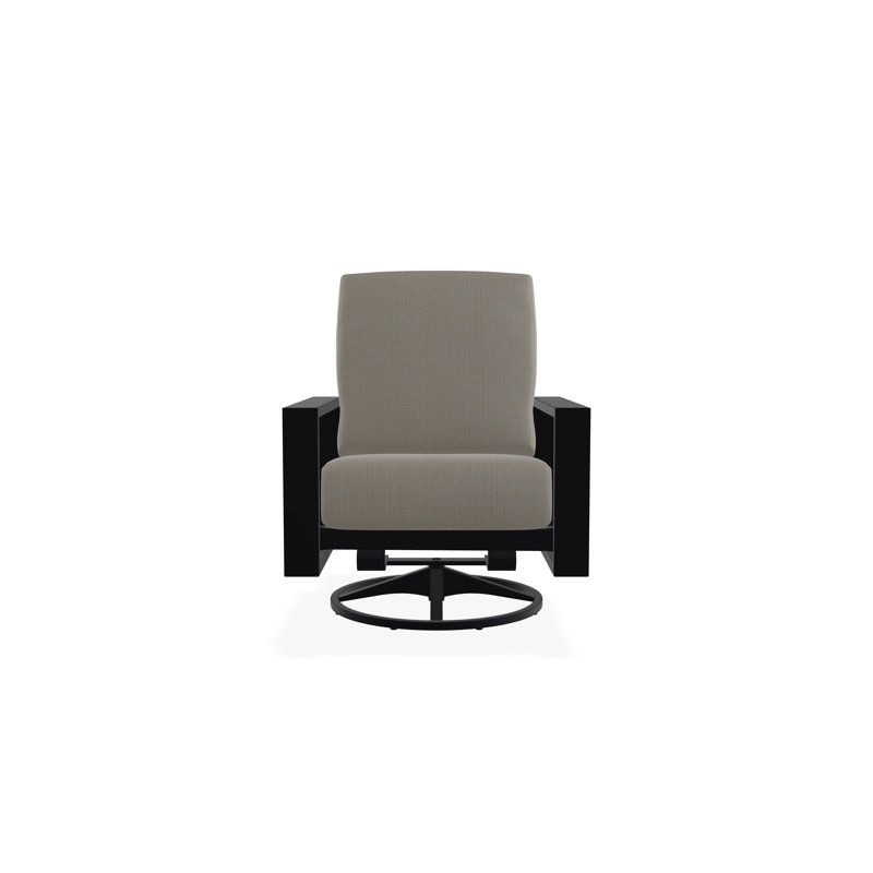 Larssen Deep Seating Cushion Swivel Rocker, Black, Stone Linen
