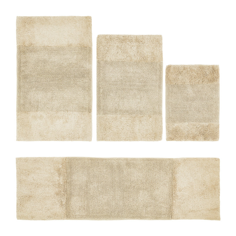 Granada Premium 100% Cotton 2155 GSM 4-Piece Bath Rug Set, OEKO-TEX® Certified, Non-Slip Spray Latex Backing, Plush Tufted, Super Absorbent, Machine Washable Bathroom Rugs for Bathroom, Shower, Tub & Vanity, Sand