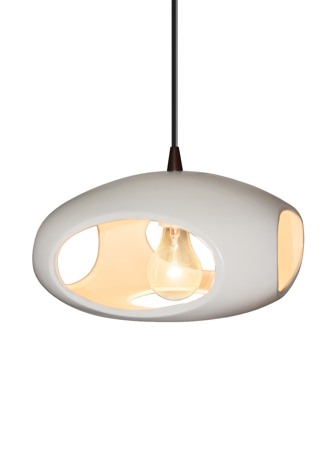 Logan Single Light Ceramic Dimmable Pendant, Dark Bronze, Bisque