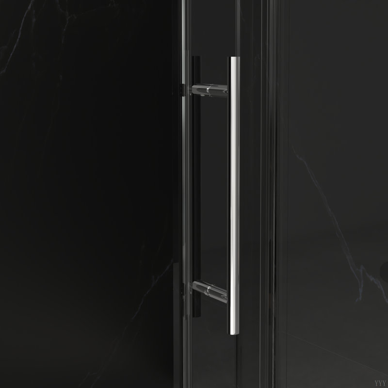 Porte de douche sans cadre de 56 à 60 po x H 72 po, porte de douche coulissante avec cabine de douche en verre trempé épais de 5/16 po (8 mm) de qualité supérieure, couche facile à nettoyer avec tampon