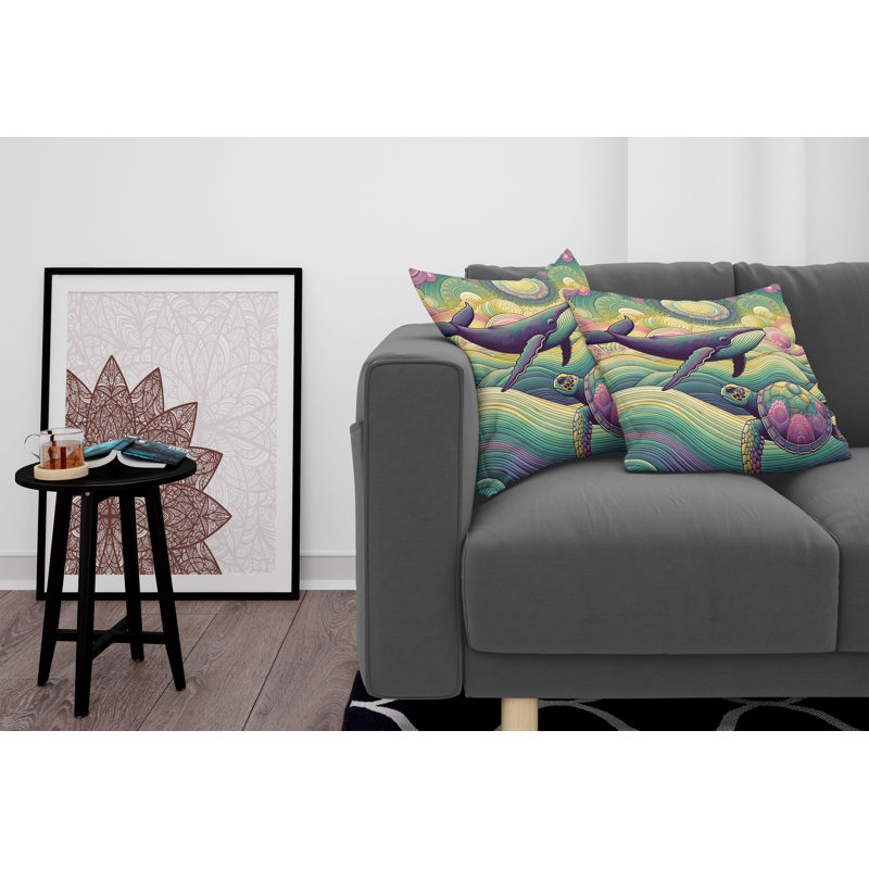 Seafoam Purple and Pink Microfiber Reversible Throw Pillow Covers, Set of 2