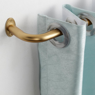 Room Darking Curtain Rod, 28-53 Inch Adjustable Window Curtain Rods Wrap Around 1Inch Diameter Single Splicing Curtain Rod, Warm Gold