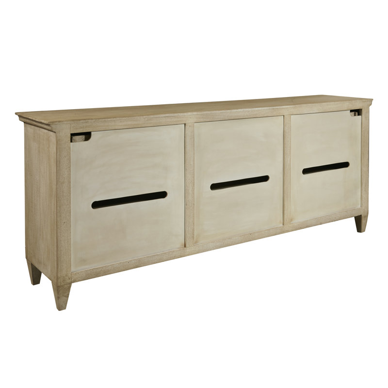 Natural Mango Veneer 3-Door Entertainment Console with Drawers