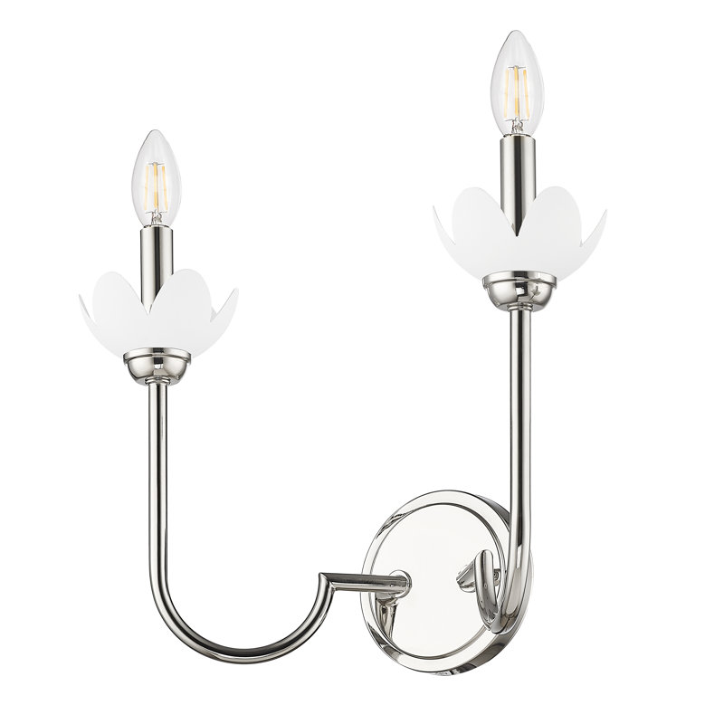 Applique murale texturée Burgett, Nickel poli, Deux lumières, H 11,75 po x l 15 po x P 7,5 po