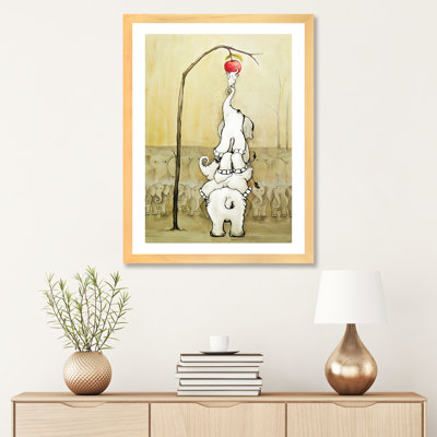 «Whimsical Elephants with Red Apple» par Diannart - impression d'art graphique