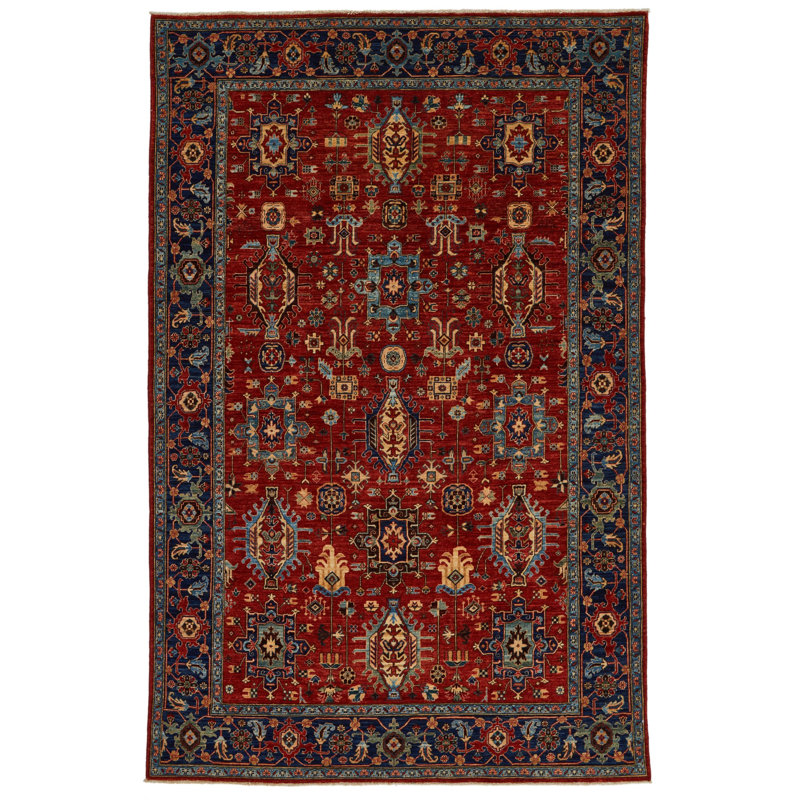 Tapis traditionnel rouille et bleu marine 6 x 9