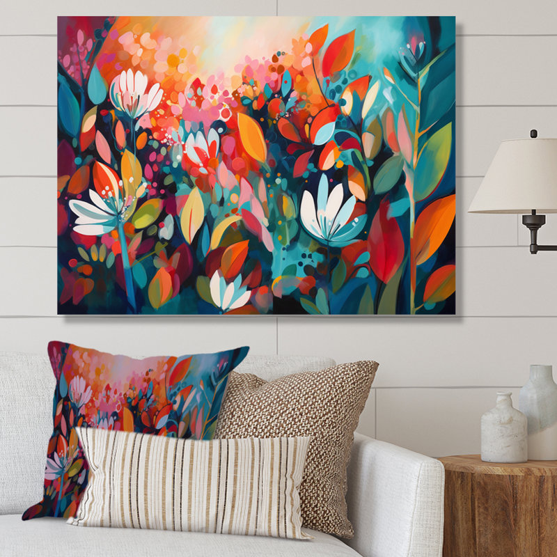 «Ryter Red Vibrant Garden Symphony VI», reproduction sur toile, H 30 po x l 40 po x P 1,5 po, Toile tendue