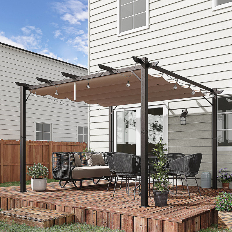 Auvent extérieur rétractable pour pergola 10 'x 10', L 120 po x P 120 po