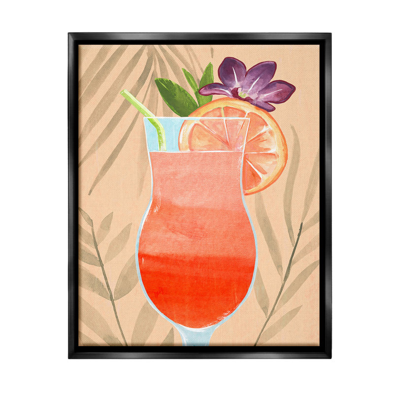 «Plant Patterned Cocktail» par Annie Warren sur, Cadre flottant noir de jais, H 31 po x l 25 po