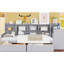Lit de jour gris avec 3 armoires de rangement, 2 tiroirs, bureau réglable et bibliothèque - idéal pour le bureau ou l'espace invité-1157127970